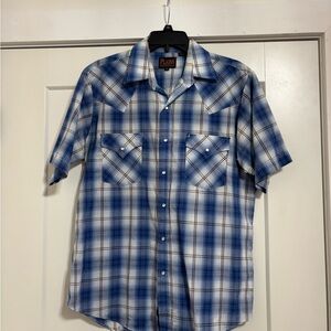 Plaid Blue and White Men's Casual Shirt